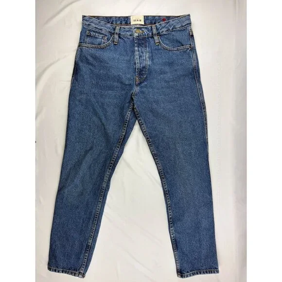 SEZANE Denim High Waisted Button Fly Straight Leg Jeans Medium Light Size 28 - Picture 1 of 12